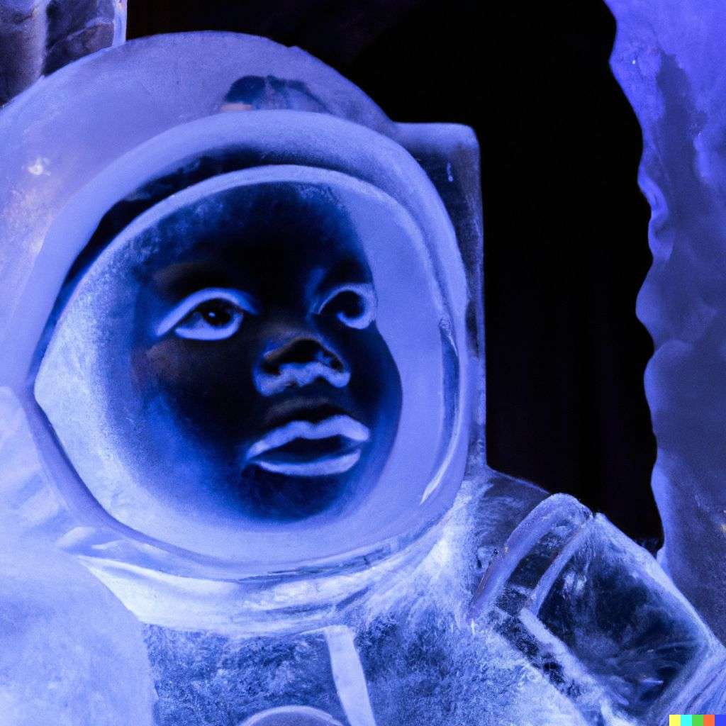 an astronaut, ice sculpture